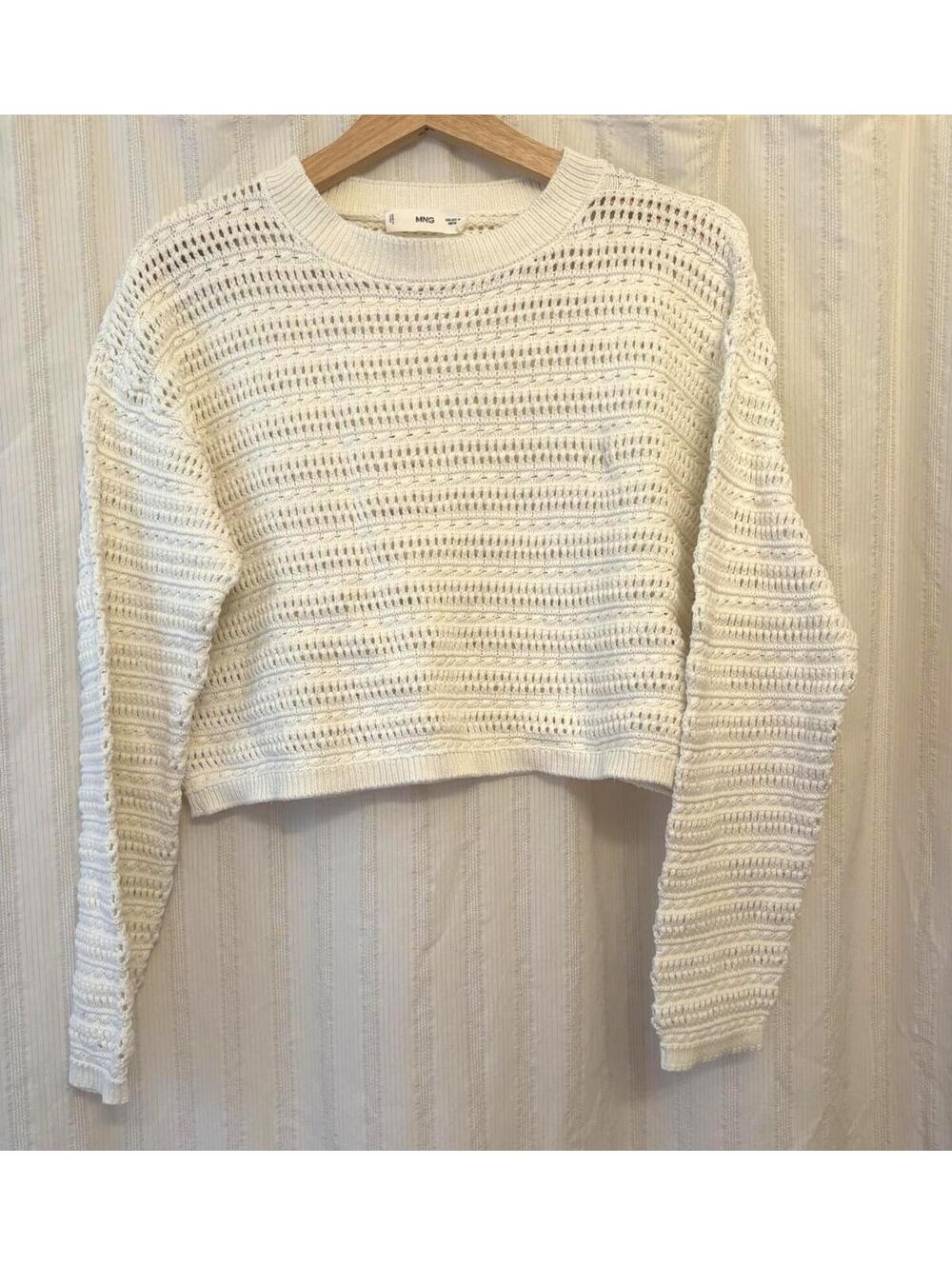 MNG White Crocheted Knit Sweater Medium #resortwear #summer #vacation